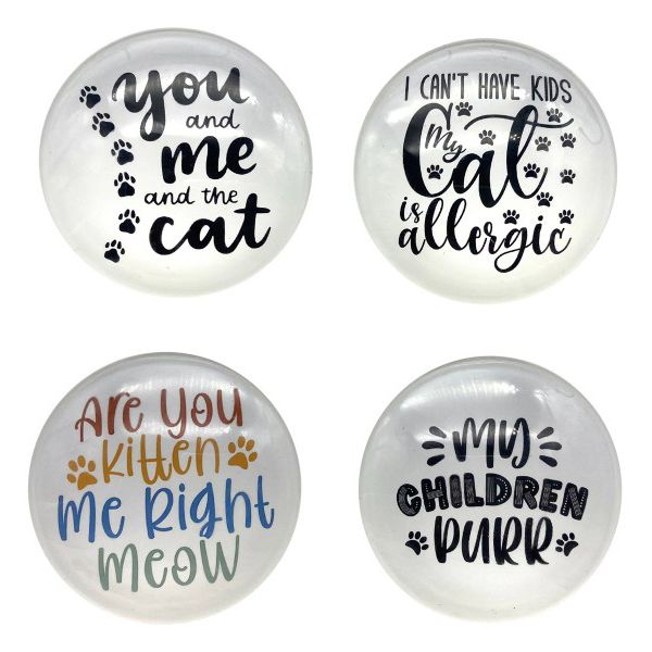 Round Glass Cat Magnet - 5cm