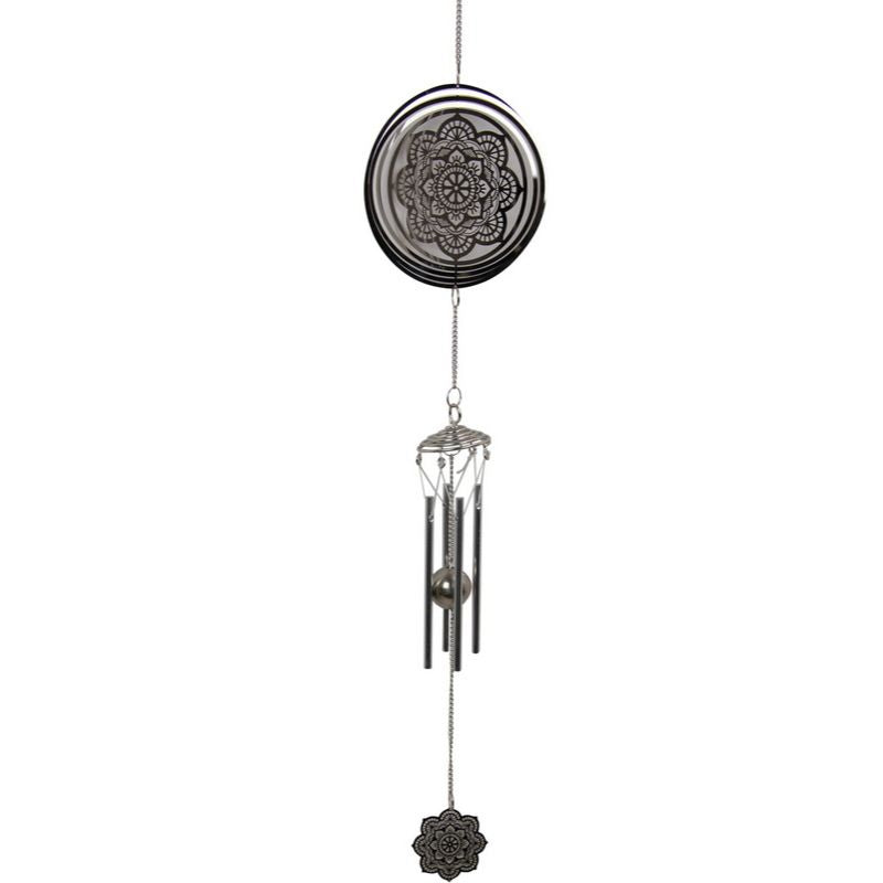 Silver Mandala Spinner Wind Chime