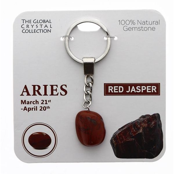Red Jasper Aries Gem Keyring