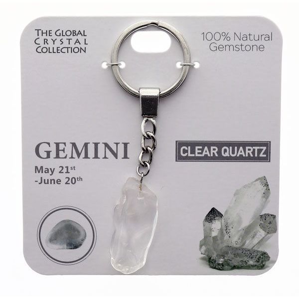 Clear Quartz Gemini Gem Keyring