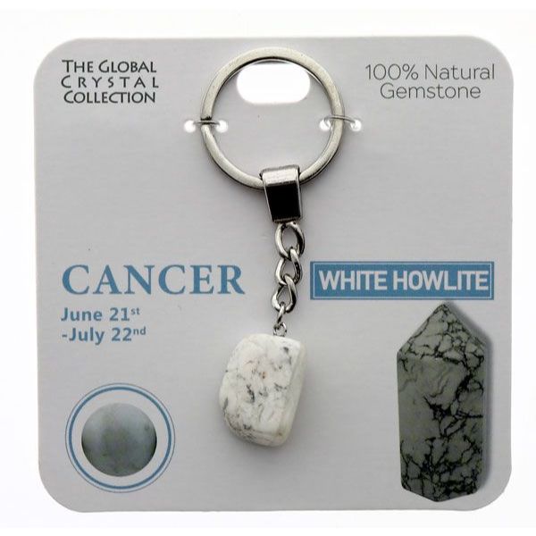 White Howlite Cancer Gem Keyring