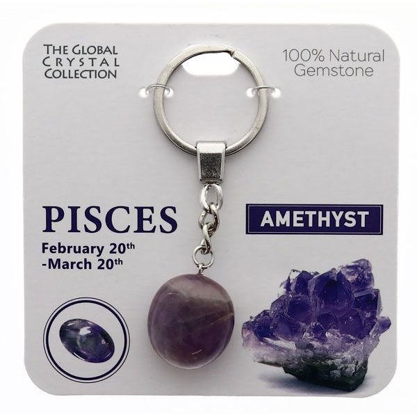 Amethyst Pisces Gem Keyring