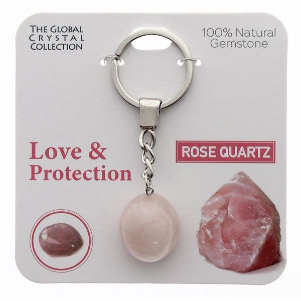 Rose Quartz Love & Protection Gem Keyring