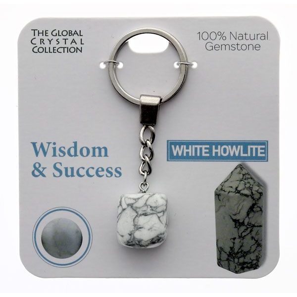 White Howlite Wisdom & Success Gem Keyring