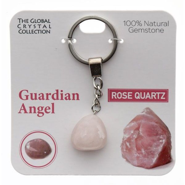 Rose Quartz Guardian Angel Gem Keyring