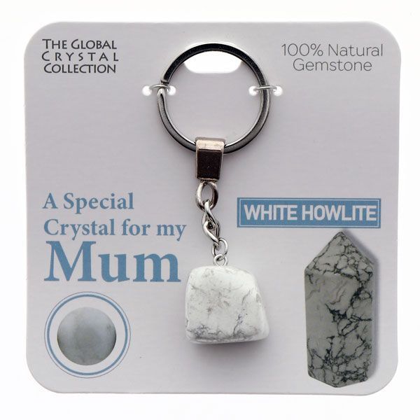 White Howlite Mum Gem Keyring