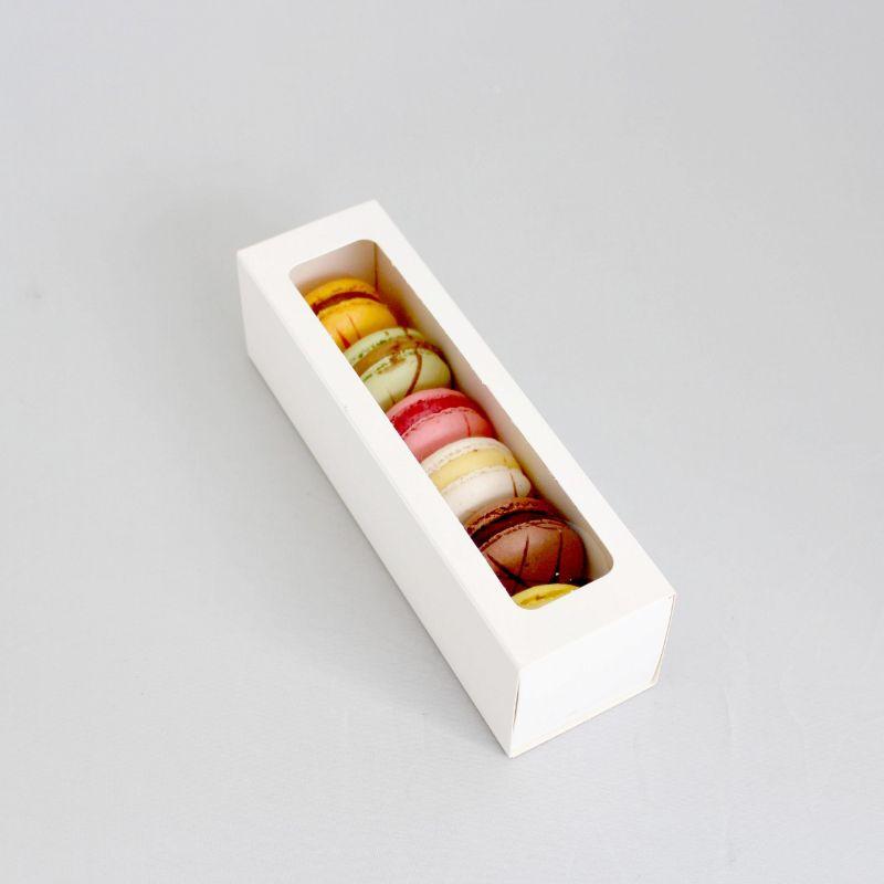 6 Macaron Box with Window Lid - 18.5cm x 5.3cm x 5.3cm