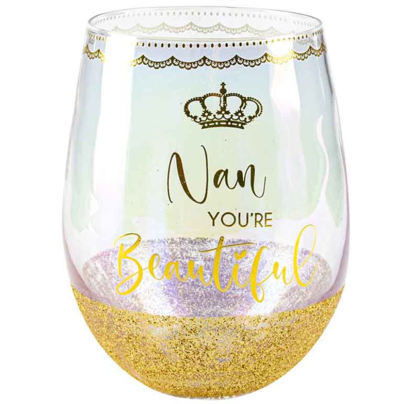 Nan You are Beautiful Gold Stemless Glass - 600ml