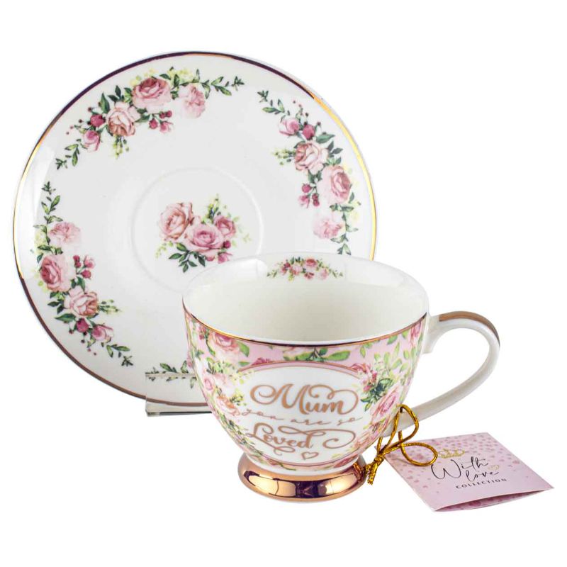 Mum You are Beautiful Pink Roses Tea Cup & Saucer Set - 200ml