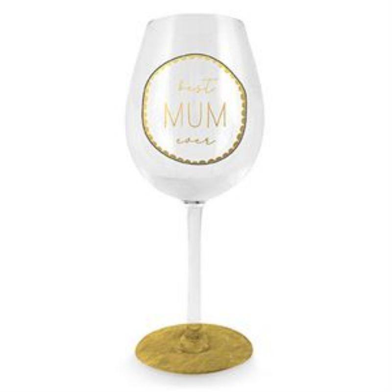 Best Mum Dotty Wine Glass - 430ml - The Base Warehouse