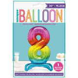 Load image into Gallery viewer, Rainbow &quot;8&quot; Giant Standing Air Filled Numeral Foil Balloon - 76.2cm
