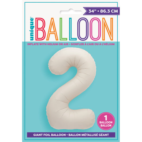 Matte Nude 2 Numeral Foil Balloon - 86cm