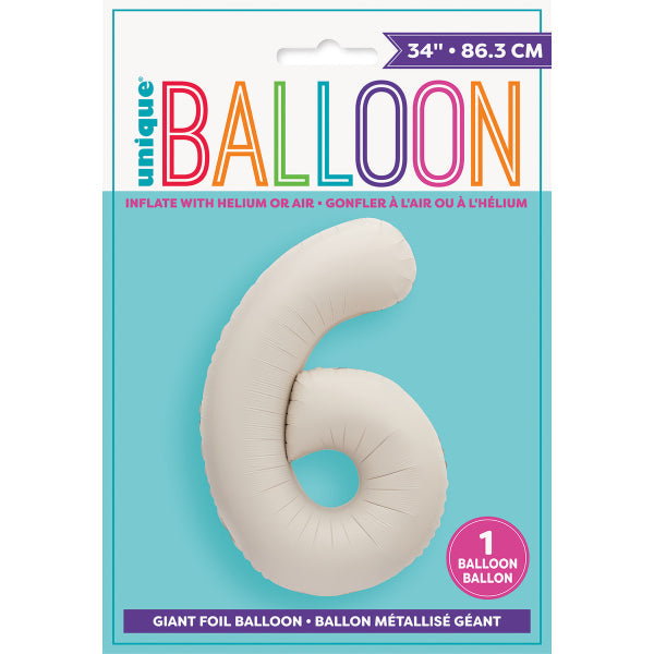 Matte Nude 6 Numeral Foil Balloon - 86cm