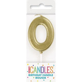 Load image into Gallery viewer, Mini Gold Numeral Pick 0 Birthday Candle - 8cm
