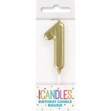 Load image into Gallery viewer, Mini Gold Numeral Pick 1 Birthday Candle - 8cm
