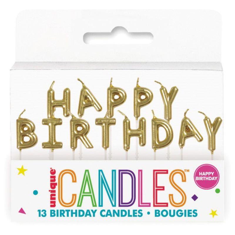 Gold HAPPY BIRTHDAY Pick Candles