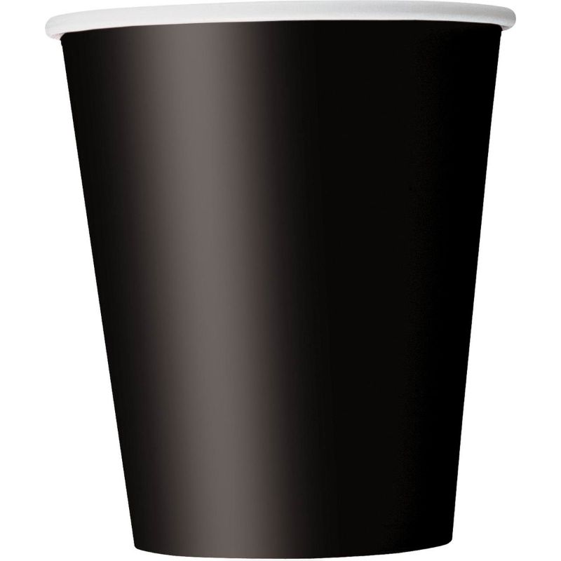 8 Pack Midnight Black Paper Cups - 270ml