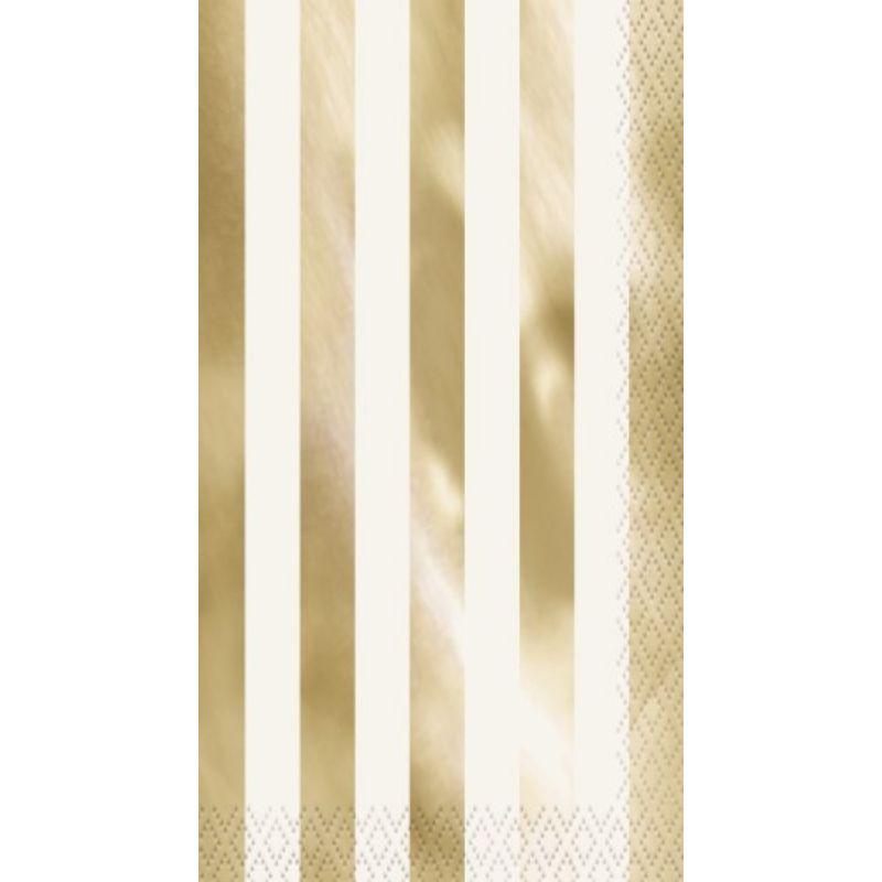 16 Pack Gold Foil Stamped Stripes Guest Napkins - 40cm x 23.4cm