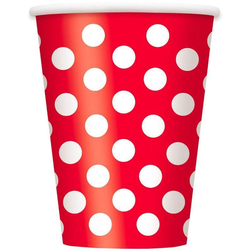 6 Pack Ruby Red Dots Paper Cups - 355ml