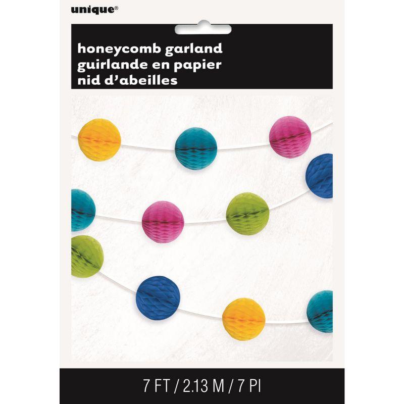 Multi-Coloured Honeycomb Ball Garland - 2.13m