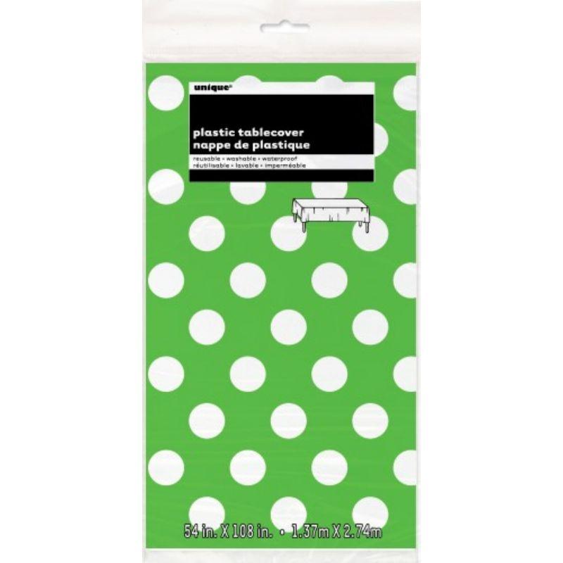 Dots Lime Green Plastic Tablecover - 137cm x 274cm