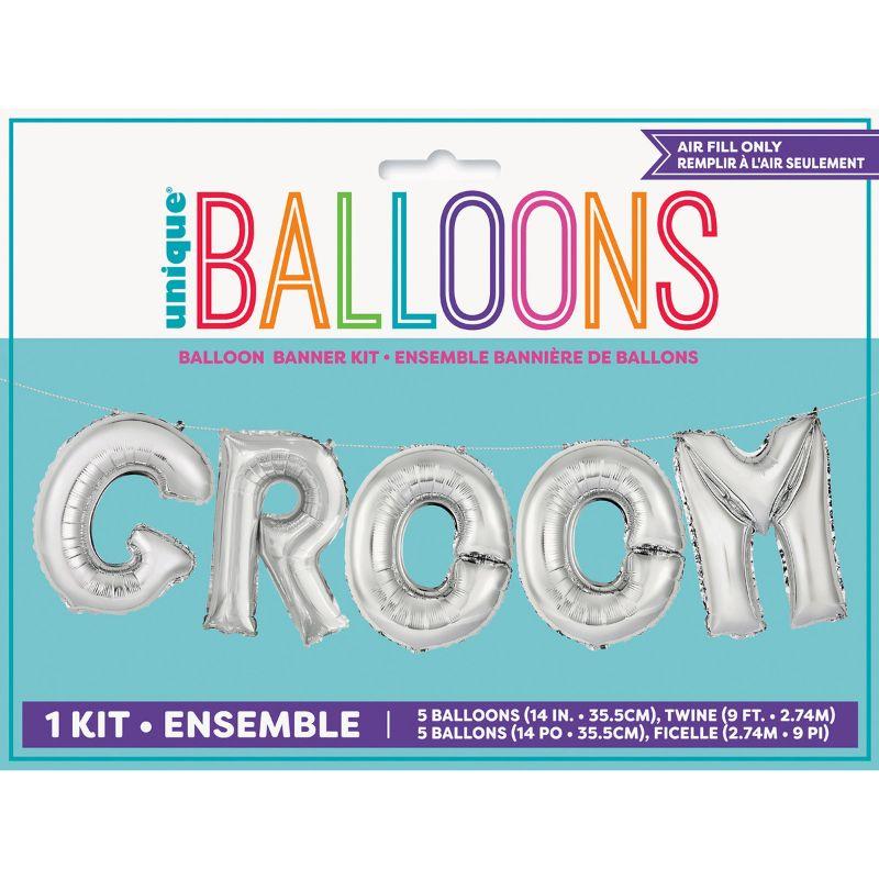 Silver Groom Foil Letter Balloon Kit - 35.5cm