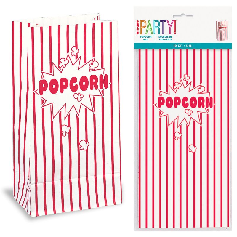 10 Popcorn Paper Bags - 26cm x 13cm