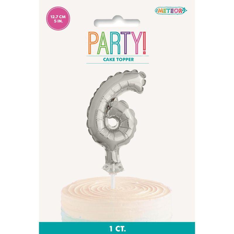 Silver Foil Balloon Cake Topper #6 - 12.7cm