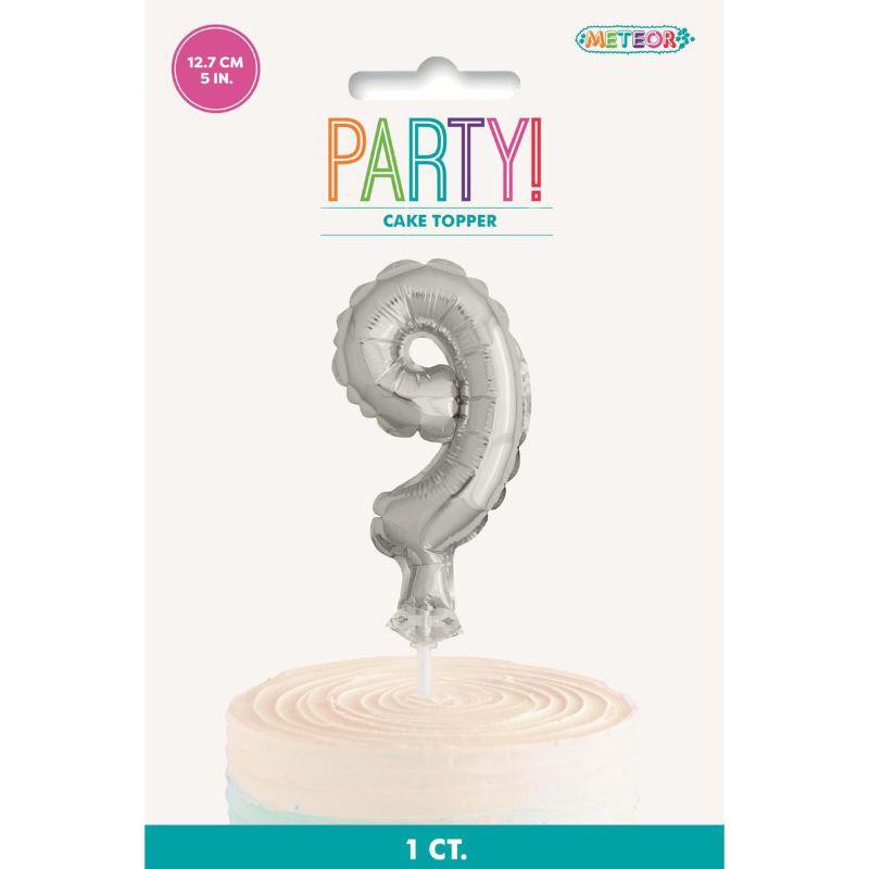 Silver Foil Balloon Cake Topper #9 - 12.7cm