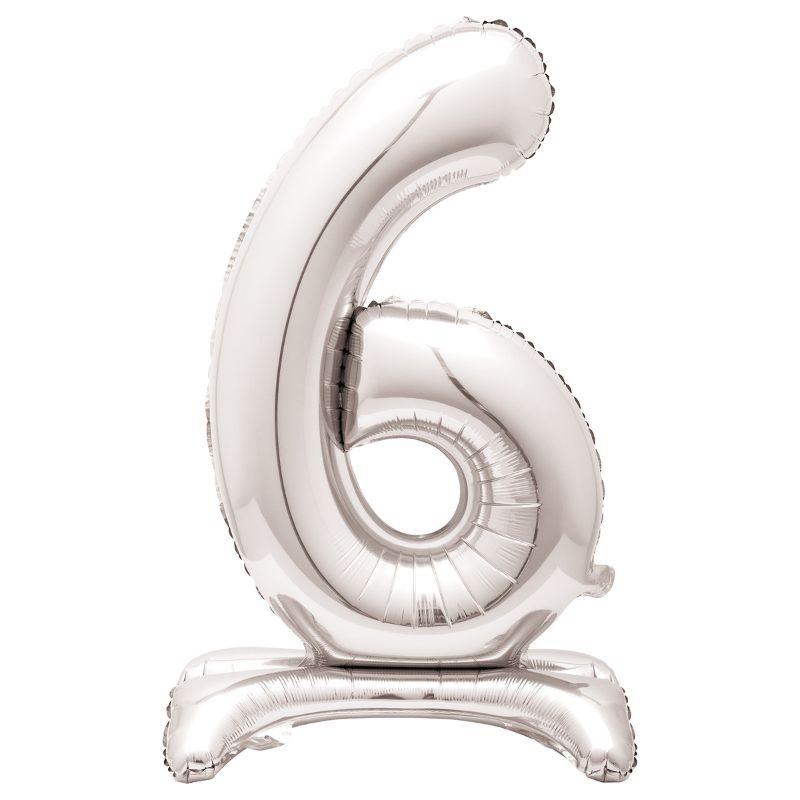 Giant Standing Silver Numberal 6 Foil Balloon - 76.2cm