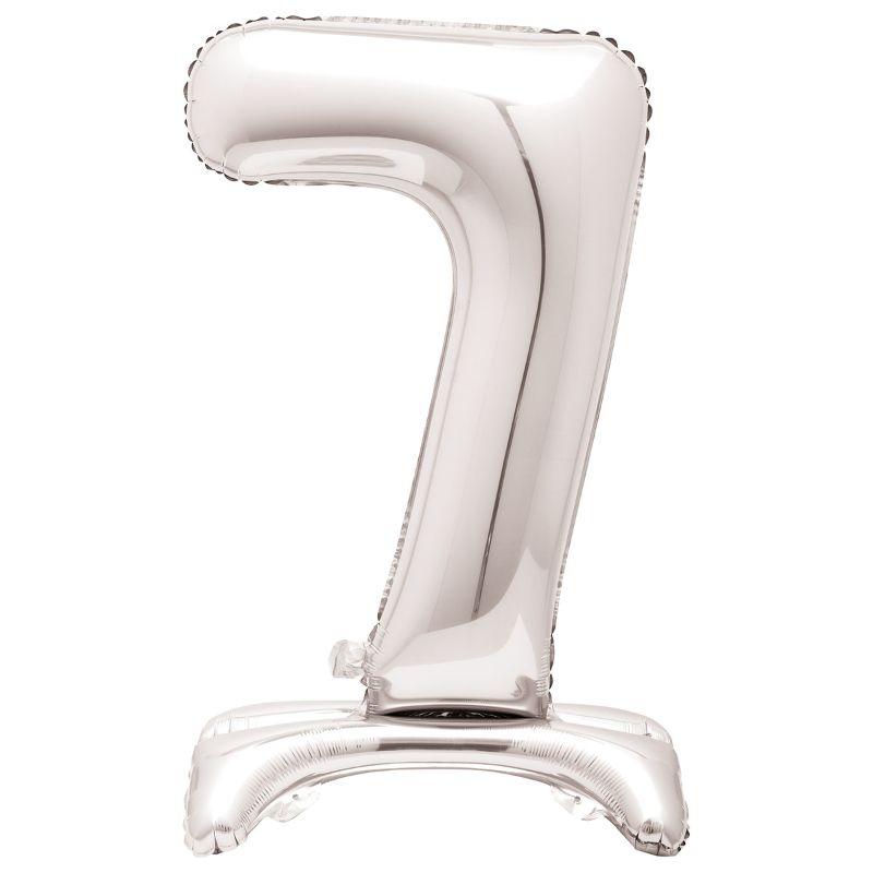 Giant Standing Silver Numberal 7 Foil Balloon - 76.2cm