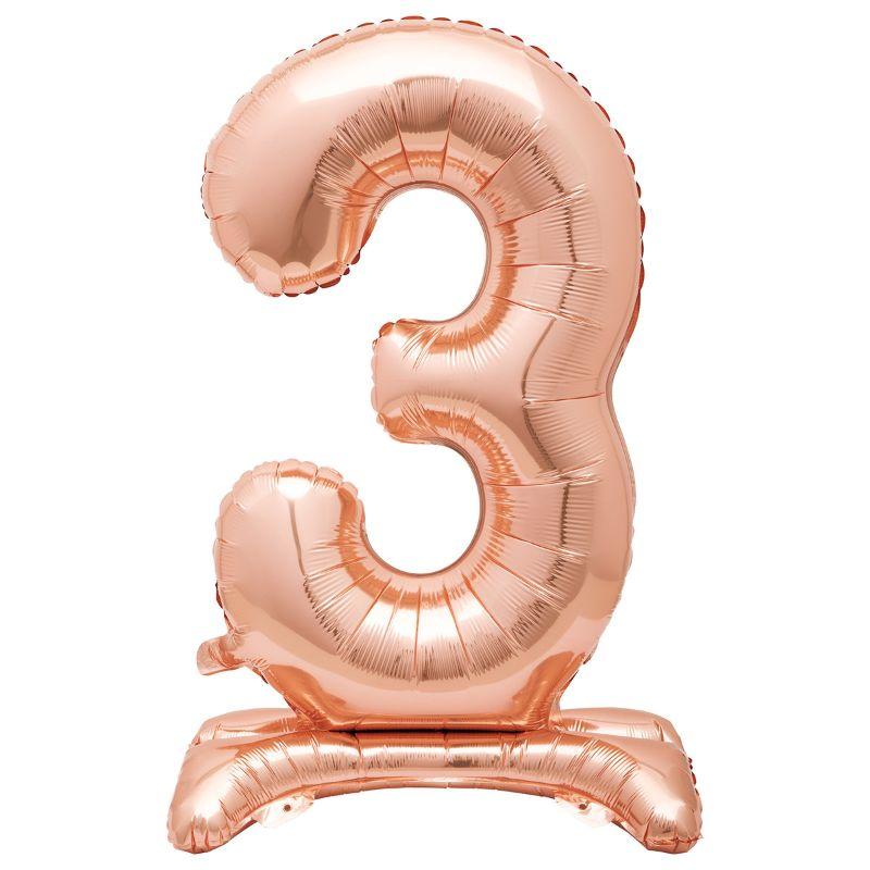 Giant Standing Rose Gold Numberal 3 Foil Balloon - 76.2cm