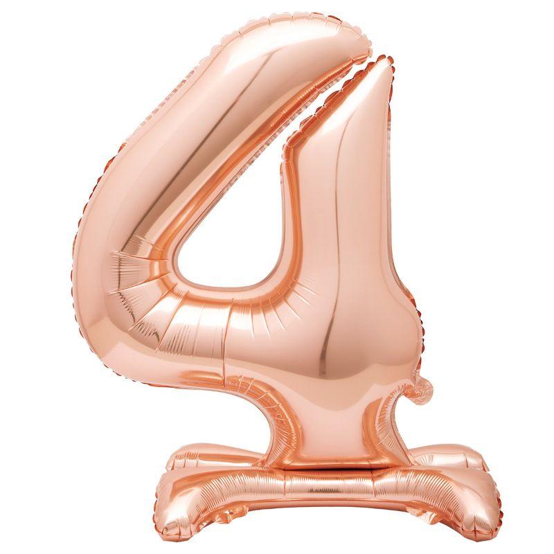 Rose Gold Number 4 Giant Standing Air Filled Foil Balloon - 76cm