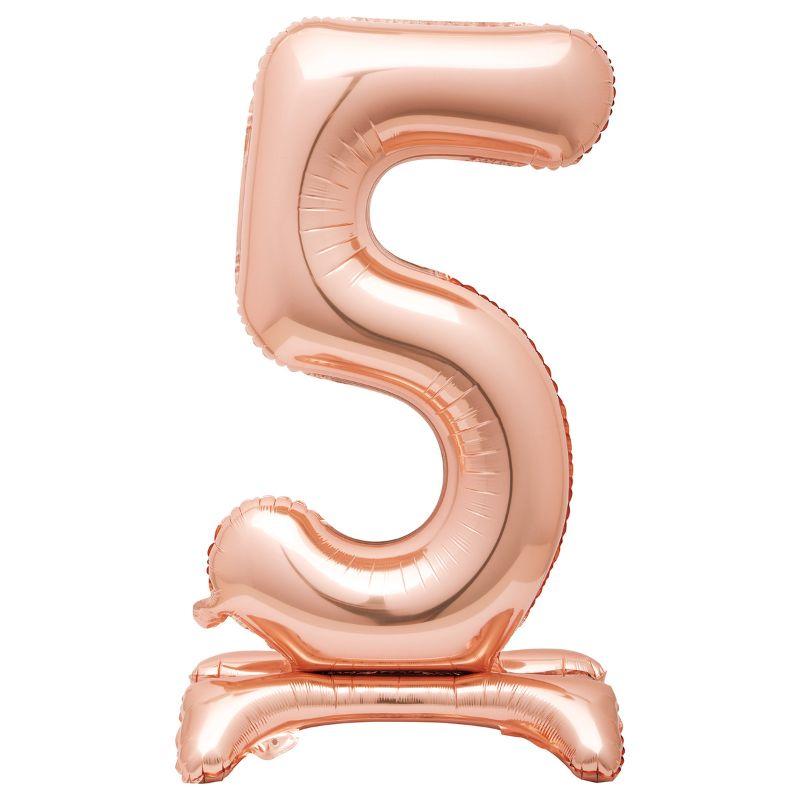 Giant Standing Rose Gold Numberal 5 Foil Balloon - 76.2cm