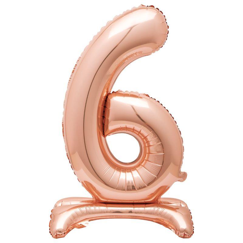 Giant Standing Rose Gold Numeral 6 Foil Balloon - 76.2cm
