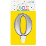 Load image into Gallery viewer, Metallic Silver Numerical Birthday Candle 0 - 8cm

