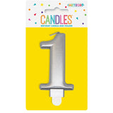 Load image into Gallery viewer, Metallic Silver Numerical Birthday Candle 1 - 8cm
