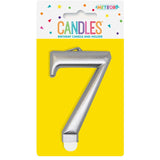 Load image into Gallery viewer, Metallic Silver Numerical Birthday Candle 7 - 8cm
