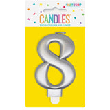 Load image into Gallery viewer, Metallic Silver Numerical Birthday Candle 8 - 8cm
