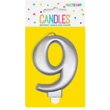 Load image into Gallery viewer, Metallic Silver Numerical Birthday Candle 9 - 8cm

