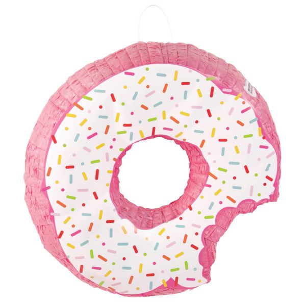 Pink & White Donut Pinata - 49cm x 49cm x 11.6cm