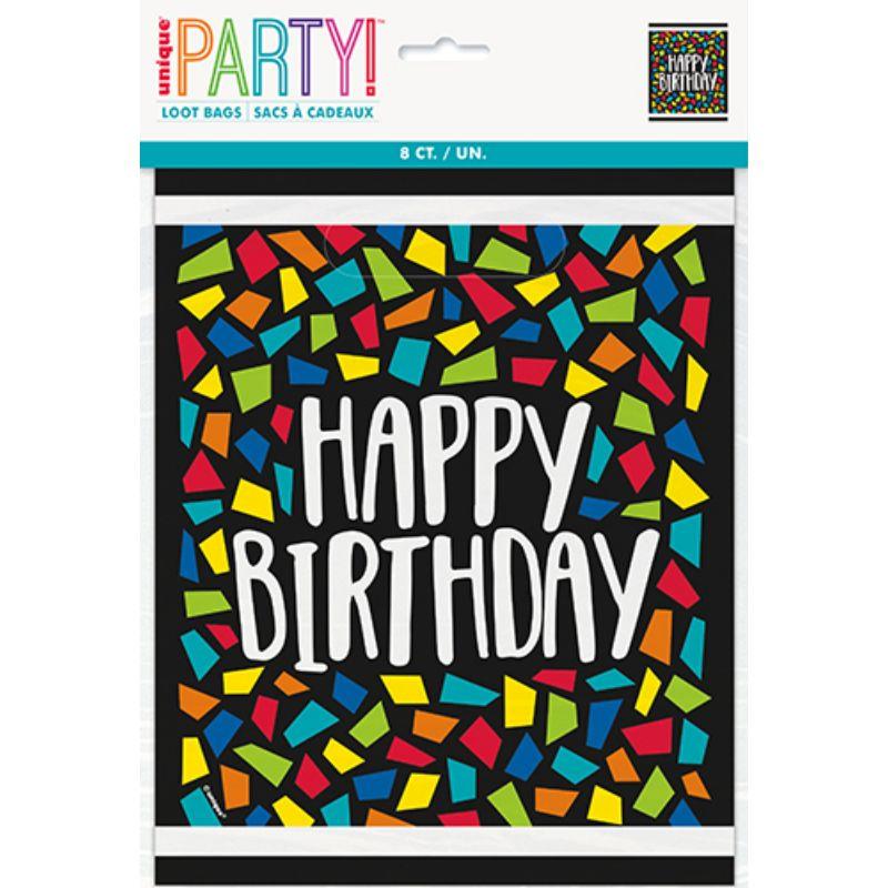 8 Pack Colourful Mosaic Birthday Loot Bags