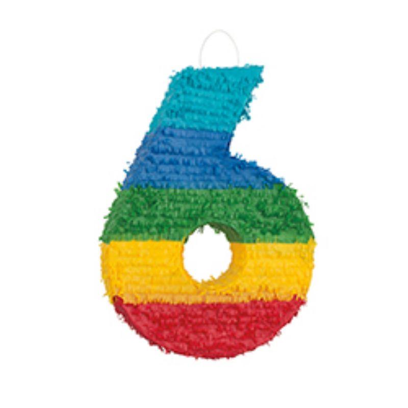 Rainbow Numeral 6 Pinata