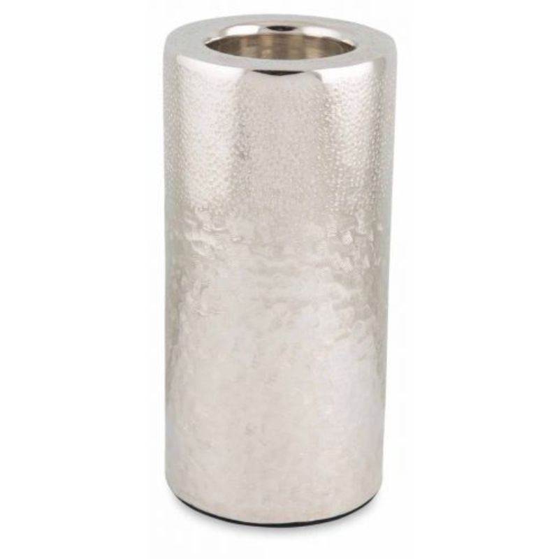 Silver Aluminium Multi Hammer Round Pillar Medium Candle Holder