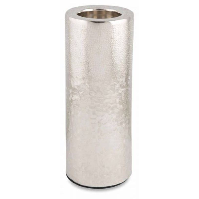 Silver Aluminium Multi Hammer Round Pillar Large Candle Holder