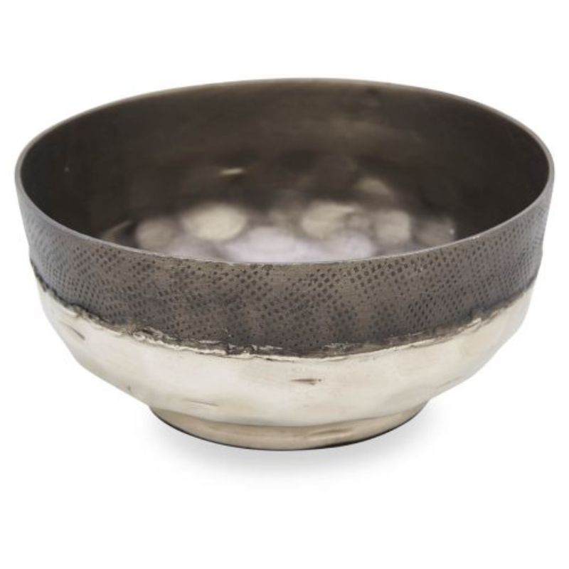Graphite Silver Aluminium Welding Round Curved Small Bowl - 15cm x 15cm x 7.5cm