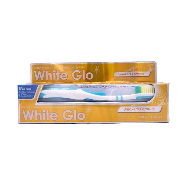 2 Pack White Glo Smokers Formula Toothbrush & Toothpaste - 100ml