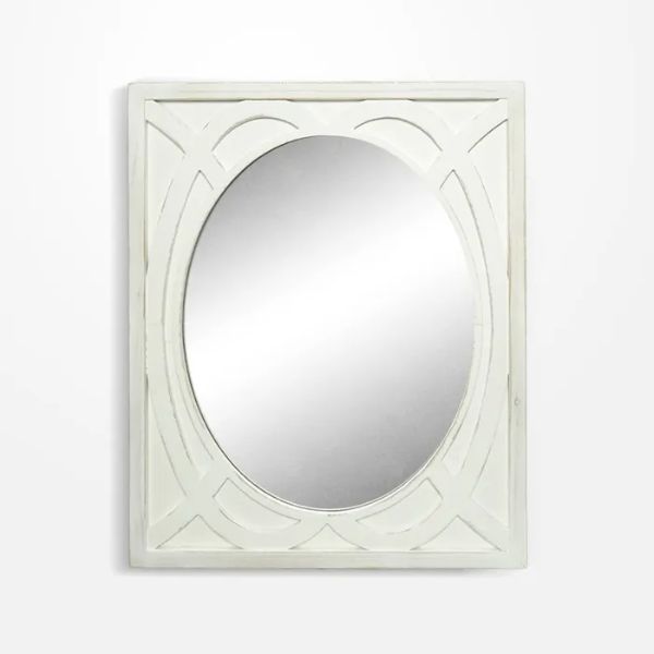 Carved Wood Mirror - 7cm x 50cm x 53cm