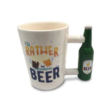 Load image into Gallery viewer, White Drinking Mug with Beer Handle
