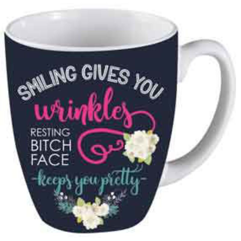 Smiling Give You Wrinkles Novelty Mug - 354ml